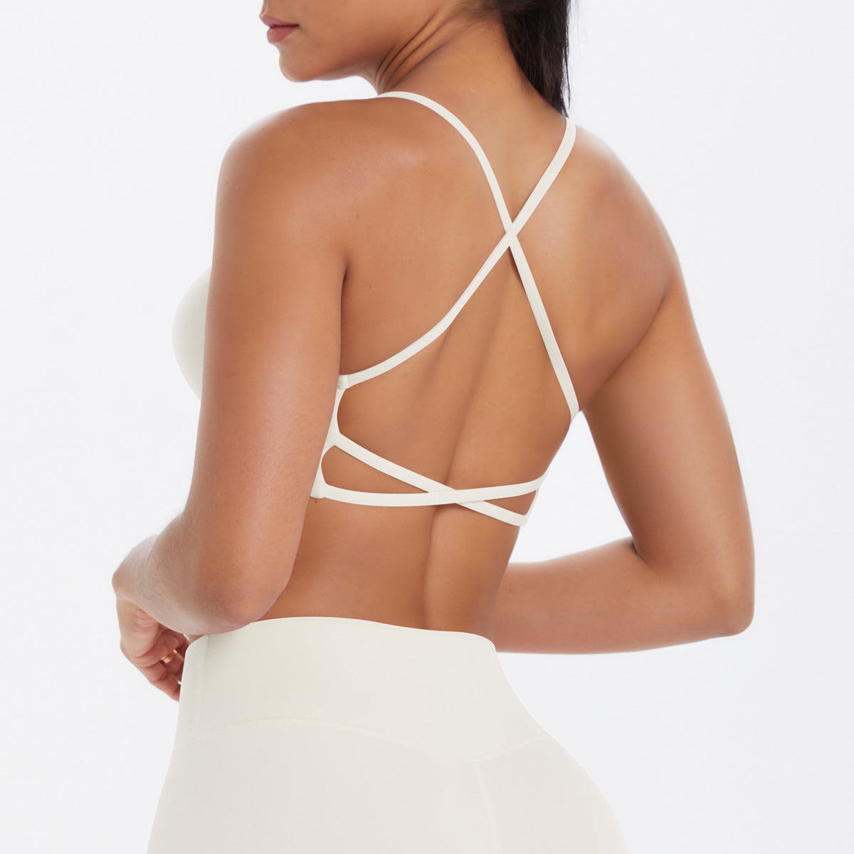 Thin-strap cross-back breathable fitness bra