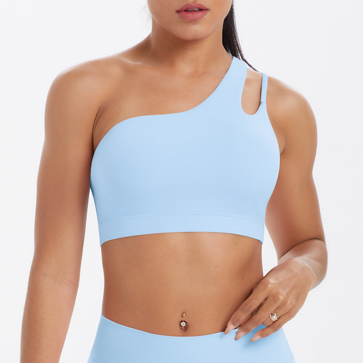 Brushed one-shoulder backless sports bra yoga vest