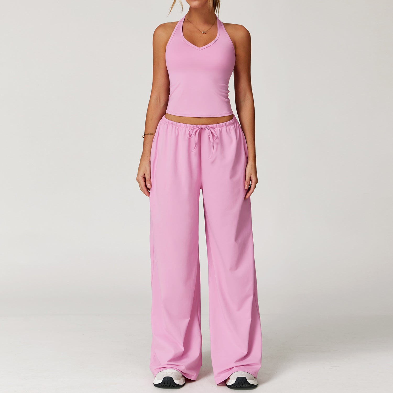 Women's Brushed Fleece Yoga Set, Quick Dry Racerback Tank & Leggings 2 Piece Outfit for Workout Running