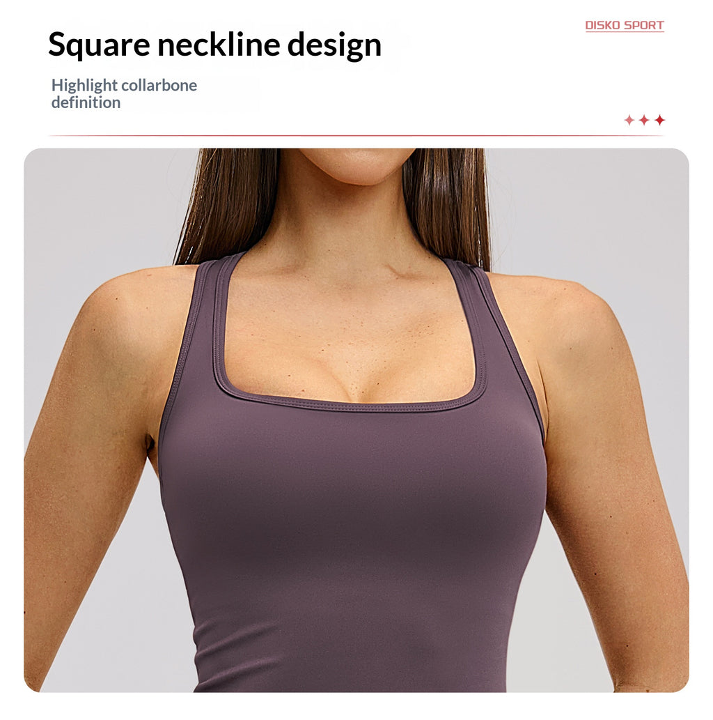 Women's Racerback Sports Tank Brushed Fabric Tight Fitting Quick Dry Yoga Running Top
