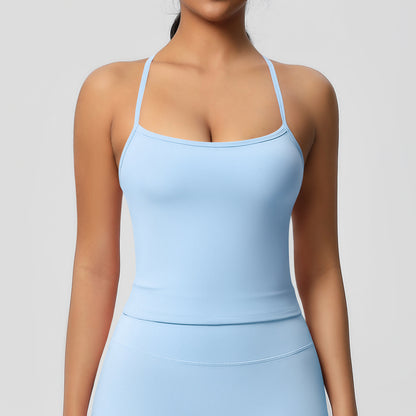 Double-sided brushed long-sleeved tight-fitting Pilates running sports top with chest pads