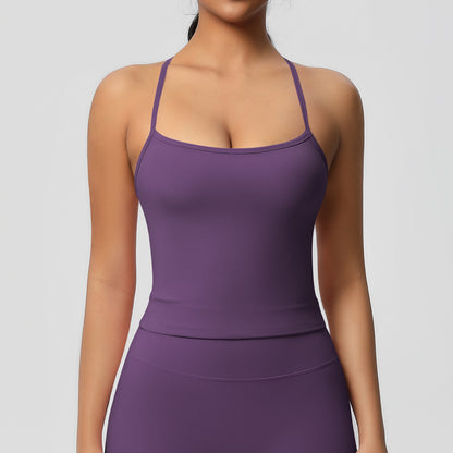 Double-sided brushed long-sleeved tight-fitting Pilates running sports top with chest pads