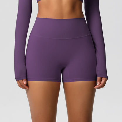Frizzy high-waisted tight-fitting yoga shorts for running and fitness.