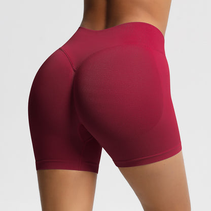 Seamless three-section waist fitness and quick-drying yoga shorts