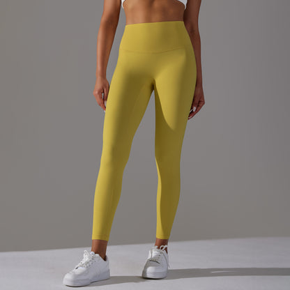 Double-sided brushed breathable yoga cropped pants, high-waisted, hip-lifting, peach-shaped tight-fitting sports fitness pants