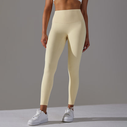 Double-sided brushed breathable yoga cropped pants, high-waisted, hip-lifting, peach-shaped tight-fitting sports fitness pants