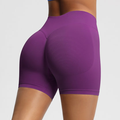 Seamless three-section waist fitness and quick-drying yoga shorts