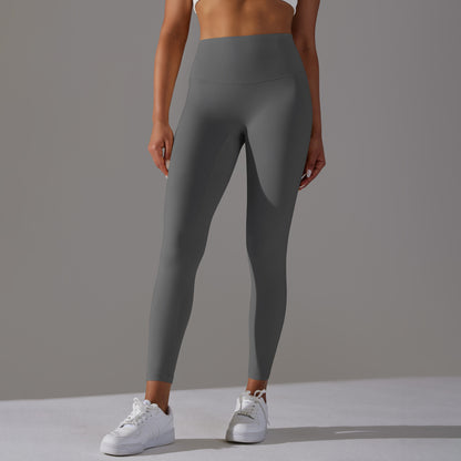 Double-sided brushed breathable yoga cropped pants, high-waisted, hip-lifting, peach-shaped tight-fitting sports fitness pants