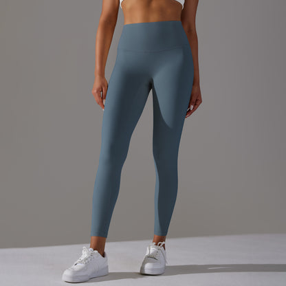 Double-sided brushed breathable yoga cropped pants, high-waisted, hip-lifting, peach-shaped tight-fitting sports fitness pants