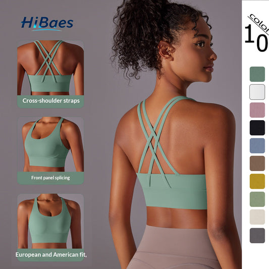 Double-sided brushed shockproof and push-up sports bra