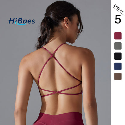 Seamless cross-back high-elastic sports bra, yoga wear