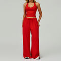 Women's Brushed Fleece Yoga Set, Quick Dry Racerback Tank & Leggings 2 Piece Outfit for Workout Running