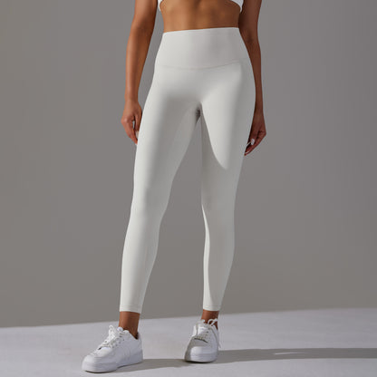 Double-sided brushed breathable yoga cropped pants, high-waisted, hip-lifting, peach-shaped tight-fitting sports fitness pants
