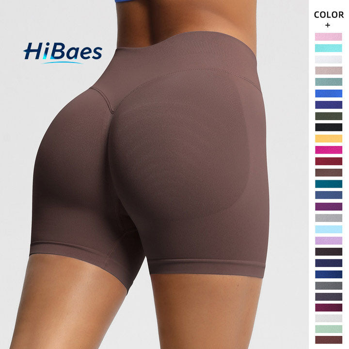 Seamless three-section waist fitness and quick-drying yoga shorts