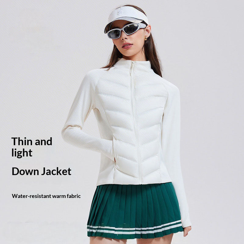 Three-proof lightweight white duck down jacket, warm sportswear
