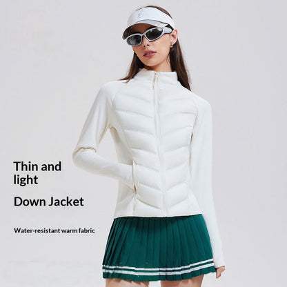 Three-proof lightweight white duck down jacket, warm sportswear