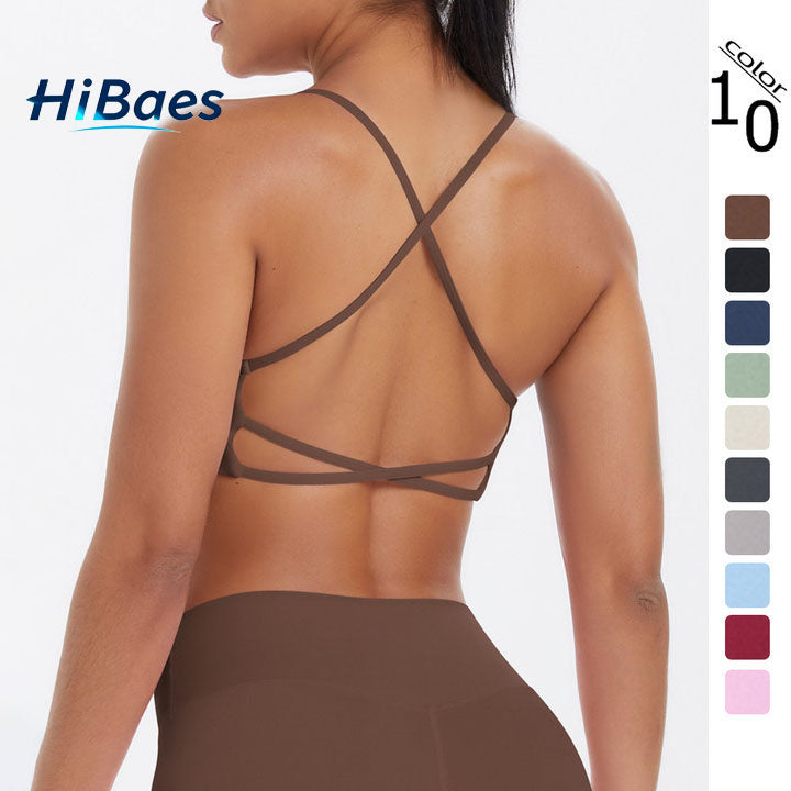 Thin-strap cross-back breathable fitness bra