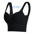 Long Line Sports Bra for Women, Wireless One Piece Molded Cup Seamless Yoga Sleep Tank Top, Supportive Push Up Workout Activewear