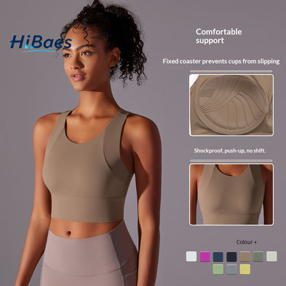 Fixed-cup one-piece sports vest, sports fitness yoga wear bra