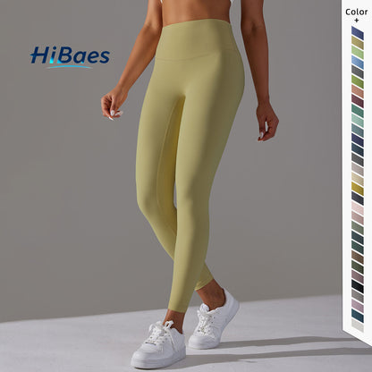 Double-sided brushed breathable yoga cropped pants, high-waisted, hip-lifting, peach-shaped tight-fitting sports fitness pants