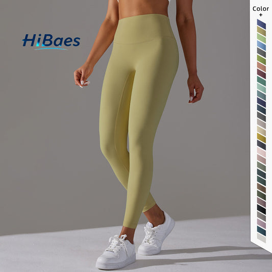 Double-sided brushed breathable yoga cropped pants, high-waisted, hip-lifting, peach-shaped tight-fitting sports fitness pants