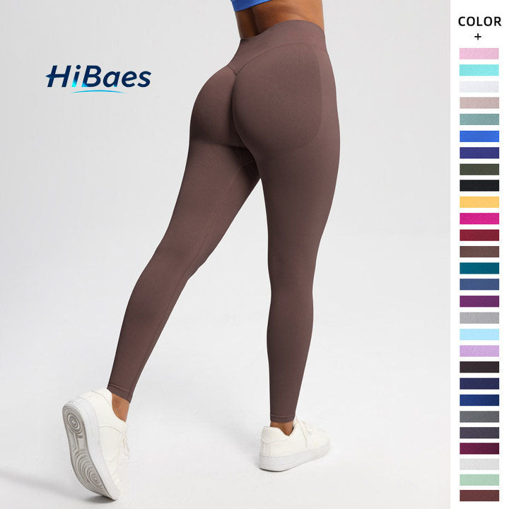 Seamless solid color high-waisted yoga clothes with hip lift