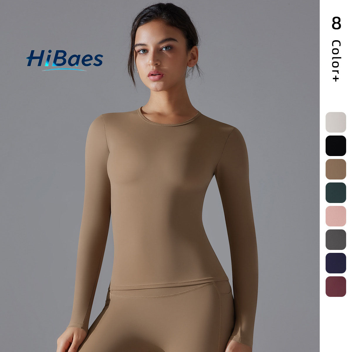 Long-sleeved, double-sided brushed, long yoga wear, breathable and suitable for sports.