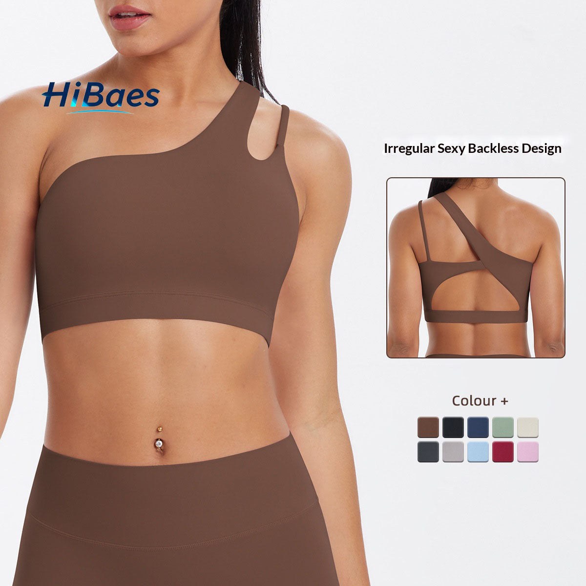 Brushed one-shoulder backless sports bra yoga vest