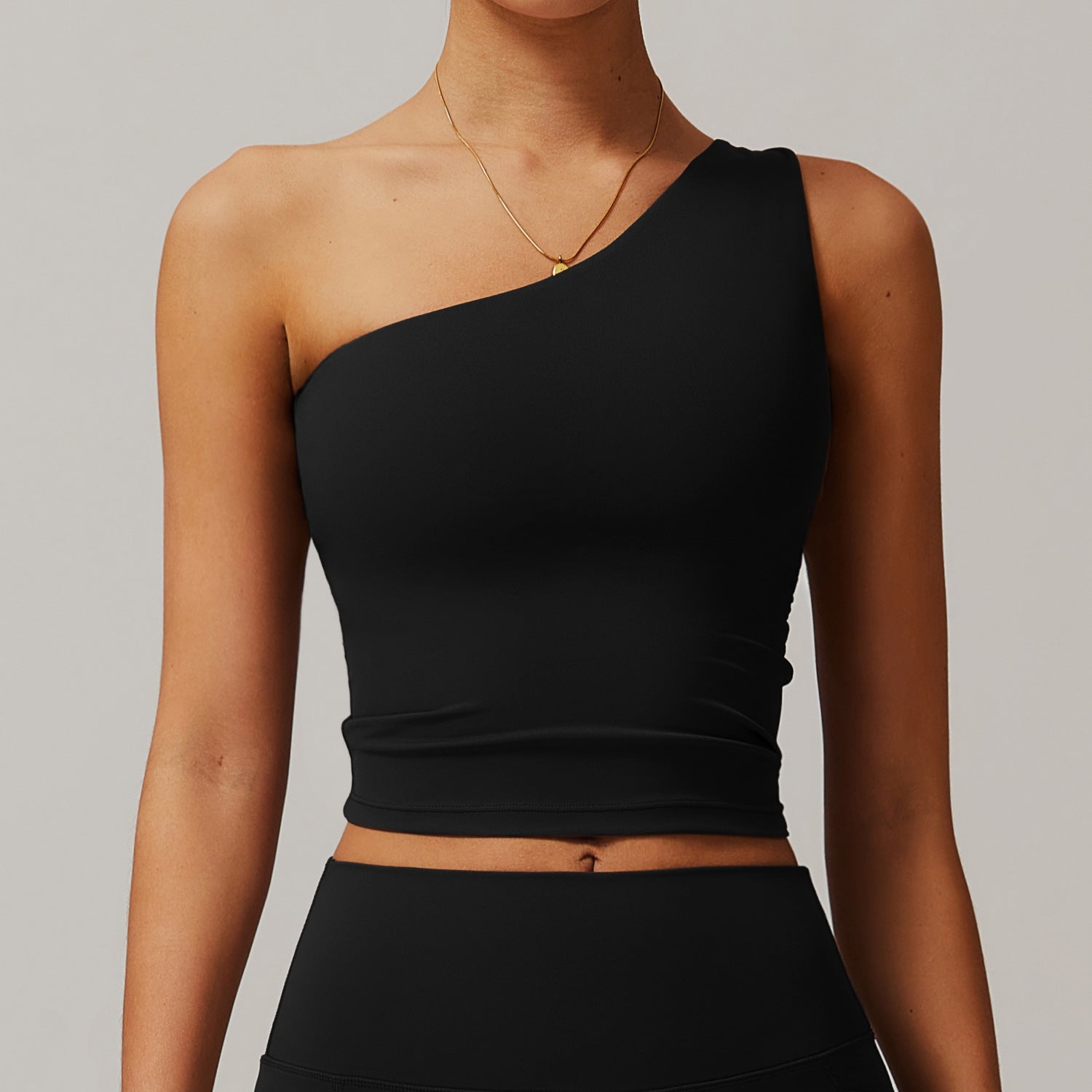 Women's Cloud Soft Asymmetrical One Shoulder Yoga Tank Top, Quick Dry Waist Shaping Workout Vest for Running Gym