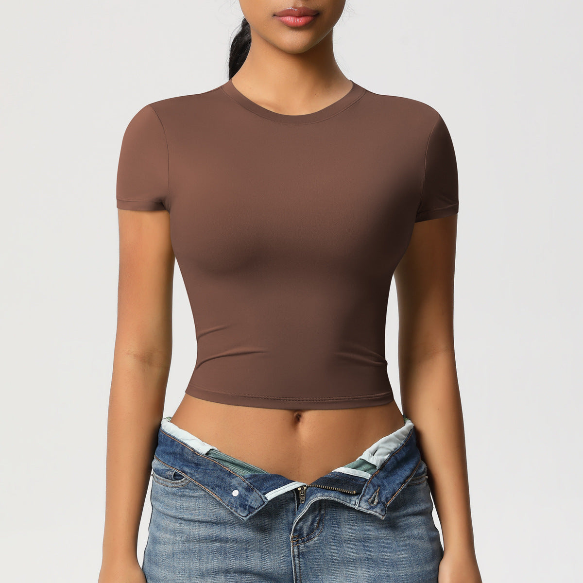 Double-sided nylon casual tight-fitting quick-drying sports T-shirt