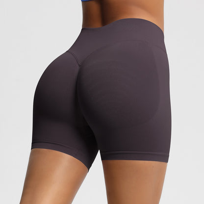Seamless three-section waist fitness and quick-drying yoga shorts