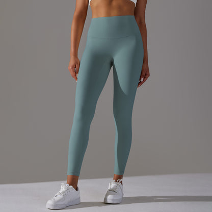 Double-sided brushed breathable yoga cropped pants, high-waisted, hip-lifting, peach-shaped tight-fitting sports fitness pants
