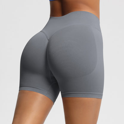 Seamless three-section waist fitness and quick-drying yoga shorts