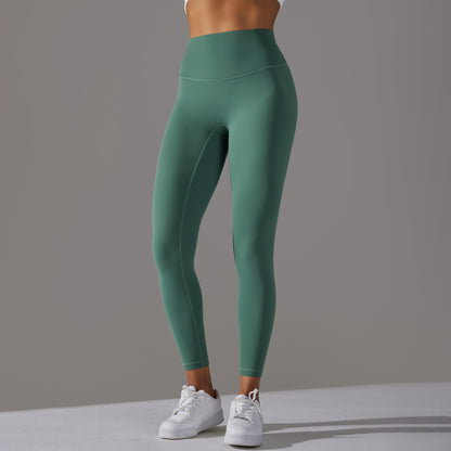 Double-sided brushed breathable yoga cropped pants, high-waisted, hip-lifting, peach-shaped tight-fitting sports fitness pants