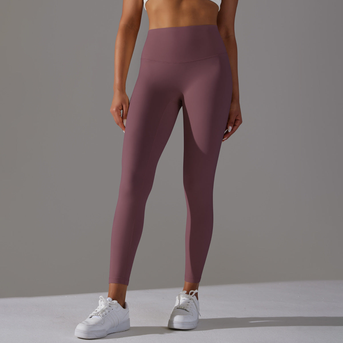 Double-sided brushed breathable yoga cropped pants, high-waisted, hip-lifting, peach-shaped tight-fitting sports fitness pants