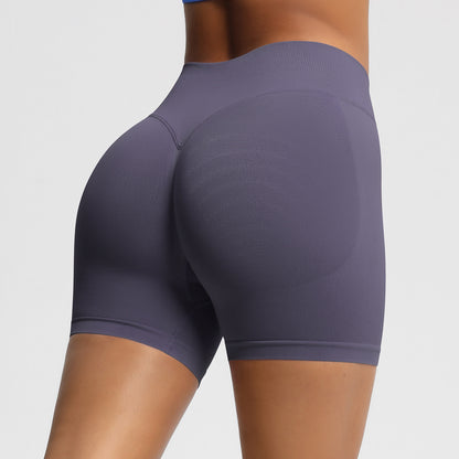 Seamless three-section waist fitness and quick-drying yoga shorts
