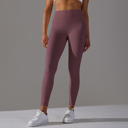Double-sided brushed breathable yoga cropped pants, high-waisted, hip-lifting, peach-shaped tight-fitting sports fitness pants