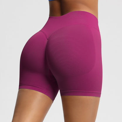 Seamless three-section waist fitness and quick-drying yoga shorts