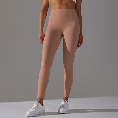 Double-sided brushed breathable yoga cropped pants, high-waisted, hip-lifting, peach-shaped tight-fitting sports fitness pants