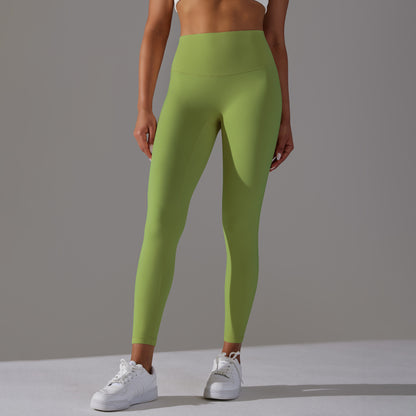 Double-sided brushed breathable yoga cropped pants, high-waisted, hip-lifting, peach-shaped tight-fitting sports fitness pants