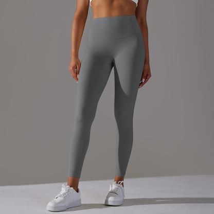 Double-sided brushed breathable yoga cropped pants, high-waisted, hip-lifting, peach-shaped tight-fitting sports fitness pants