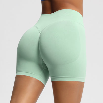 Seamless three-section waist fitness and quick-drying yoga shorts