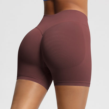 Seamless three-section waist fitness and quick-drying yoga shorts