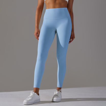 Double-sided brushed breathable yoga cropped pants, high-waisted, hip-lifting, peach-shaped tight-fitting sports fitness pants