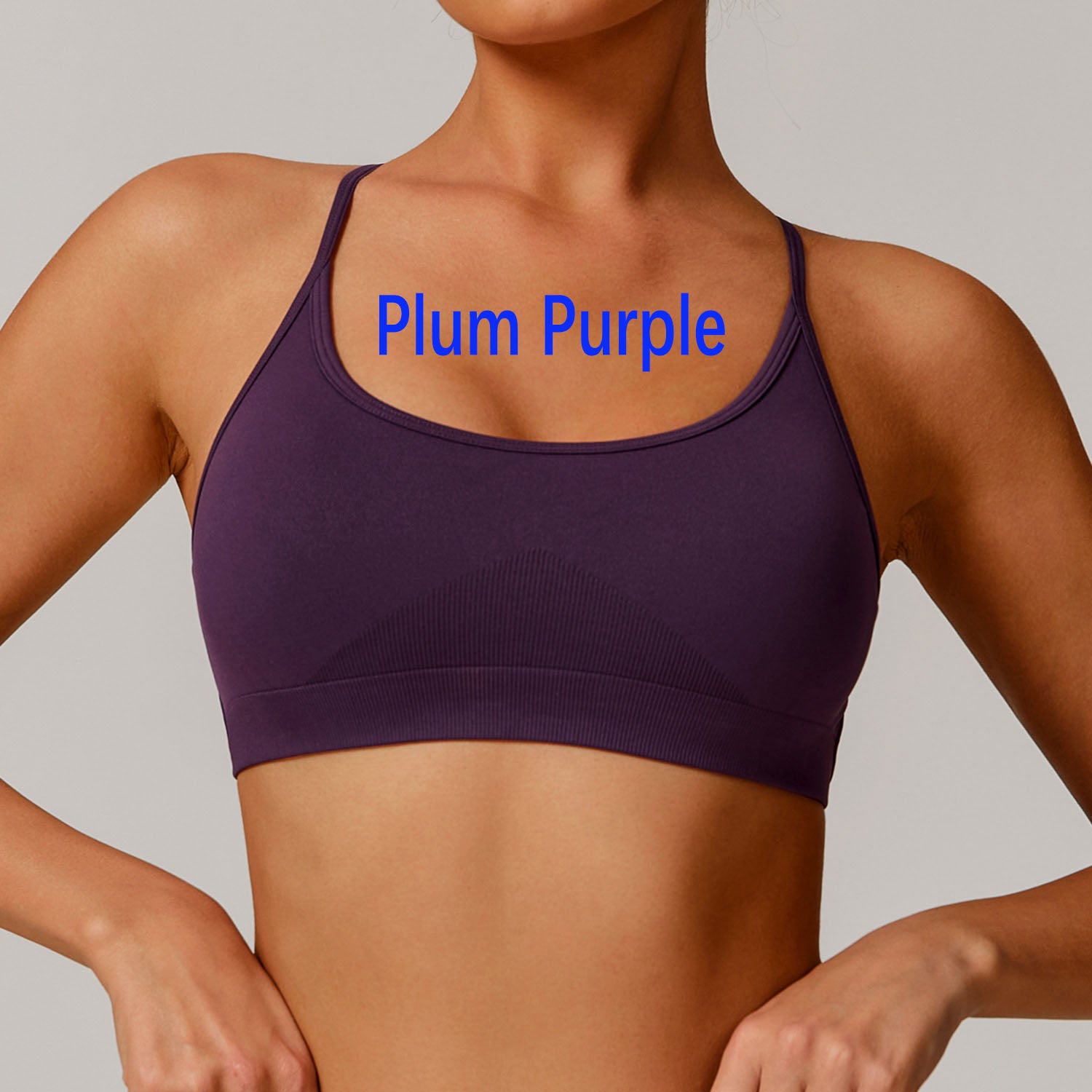 Seamless Crisscross Back Sports Bra, Quick Dry Breathable Active Bra for Yoga Fitness Running