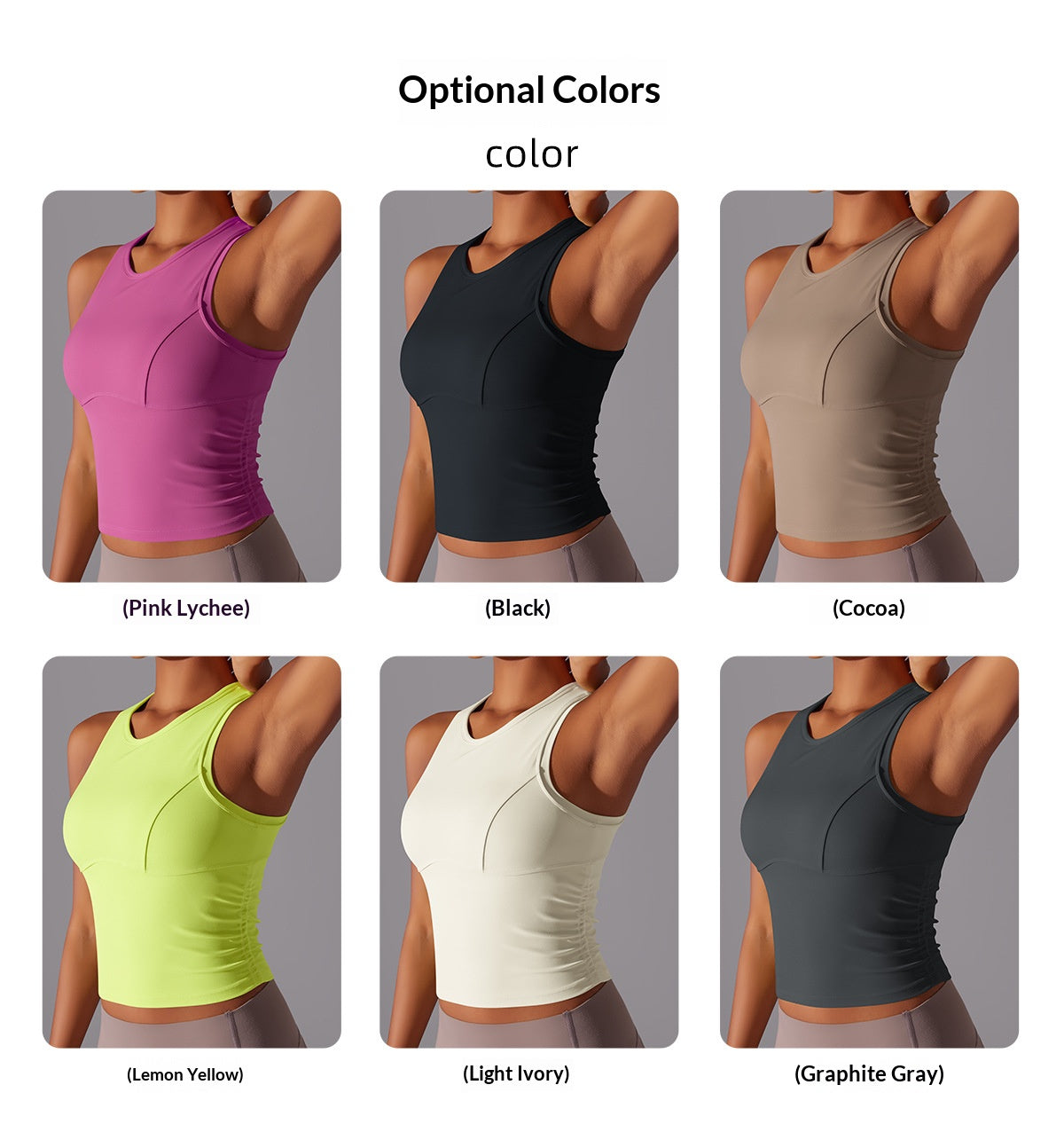 Solid color tight-fitting crew neck sports vest