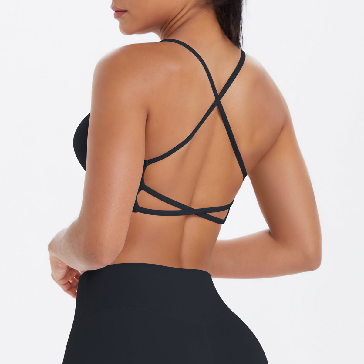 Thin-strap cross-back breathable fitness bra