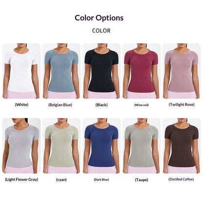 Seamless knitted breathable tight-fitting short-sleeved T-shirt for sports and fitness