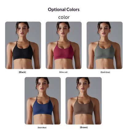 Seamless cross-back high-elastic sports bra, yoga wear