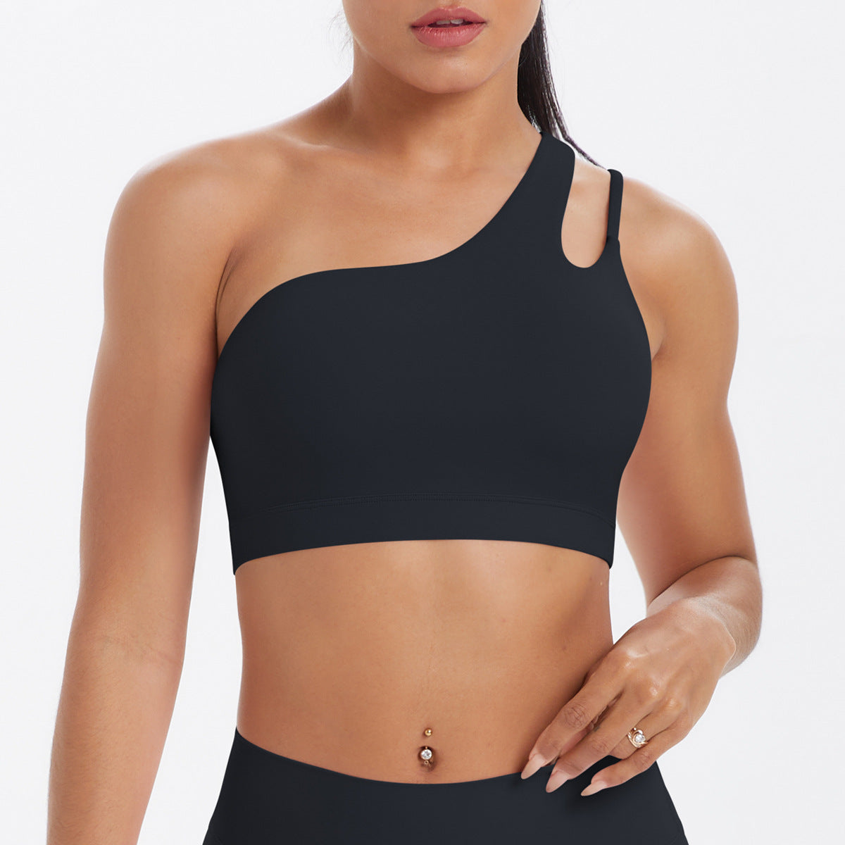 Brushed one-shoulder backless sports bra yoga vest